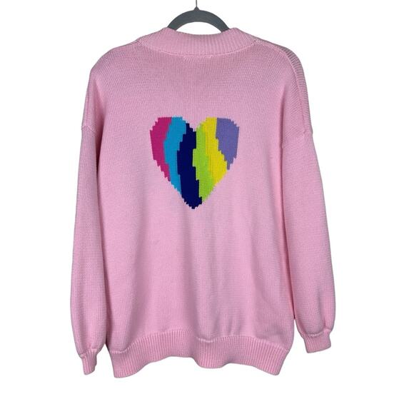 Olivia Rubin Intarsia Heart Flora Pink Cardigan Small - Picture 5 of 10